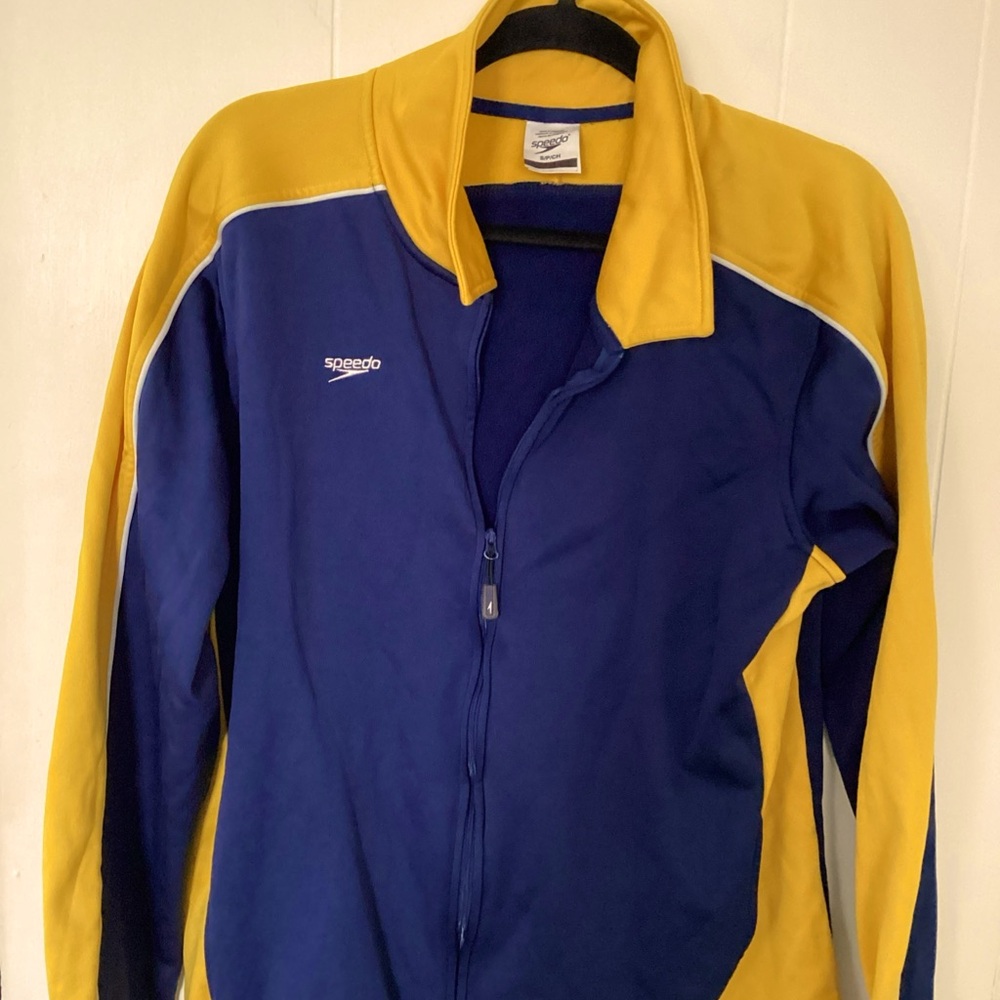 Speedo Men's Dual-Tone Windbreaker in Blue and Yellow